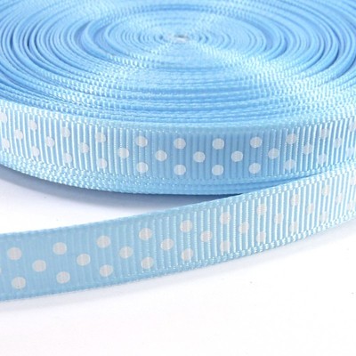 GROSGRAIN WITH DOTS CELESTE 10 MM